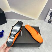 SL SQUARE TOE FLAT MULES TIGER SATIN