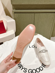 STRASS CHAIN LOAFERS IN WHITE CALFSKIN WITH CRYSTAL CHAIN DETAIL