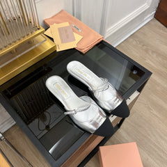 Cap Toe Mules Silver Sheepskin