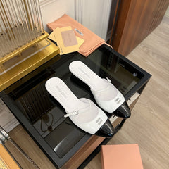 Cap Toe Mules White Sheepskin