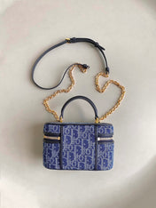 MINI VANITY CASE 16 BLUE DENIM OBLIQUE JACQUARD