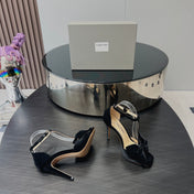 HIGH HEEL 10 SANDAL IN BLACK VELVET WITH BOW