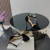 HIGH HEEL 10 SANDAL IN BLACK VELVET WITH BOW