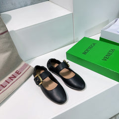 ASTAIRE MARY-JANE BALLERINA IN BLACK CALFSKIN