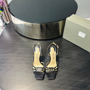 PADLOCK HIGH HEELS 10 CM IN BLACK LAMBSKIN