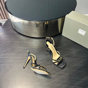 PADLOCK HIGH HEELS 10 CM IN BLACK LAMBSKIN