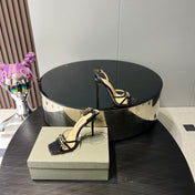 PADLOCK HIGH HEELS 10 CM IN BLACK LAMBSKIN