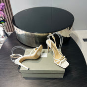 PADLOCK HIGH HEELS 10 CM IN WHITE LAMBSKIN