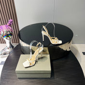 PADLOCK HIGH HEELS 10 CM IN WHITE LAMBSKIN