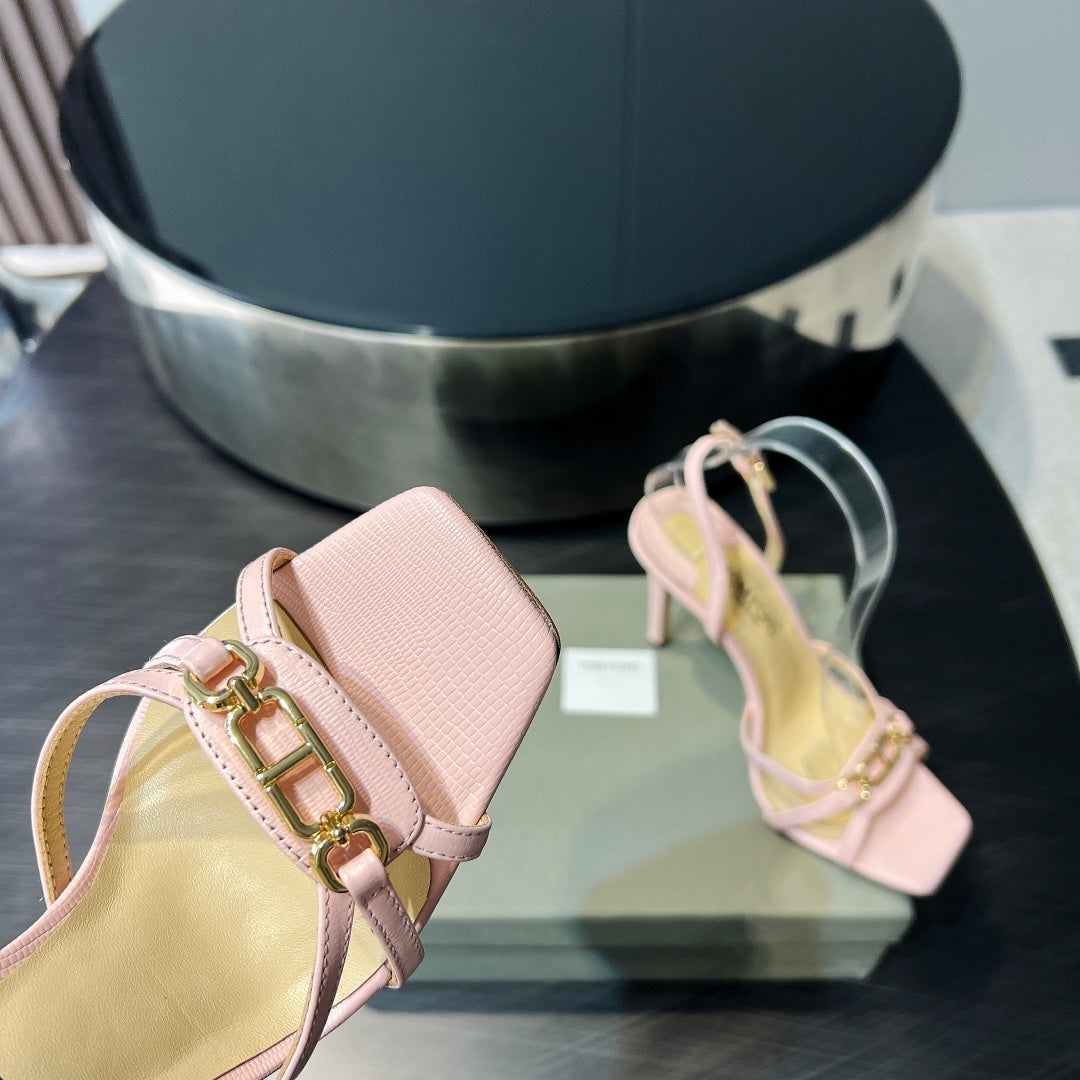 PADLOCK HIGH HEELS 10 CM IN LIGHT PINK LAMBSKIN