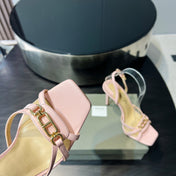 PADLOCK HIGH HEELS 10 CM IN LIGHT PINK LAMBSKIN