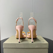 PADLOCK HIGH HEELS 10 CM IN LIGHT PINK LAMBSKIN