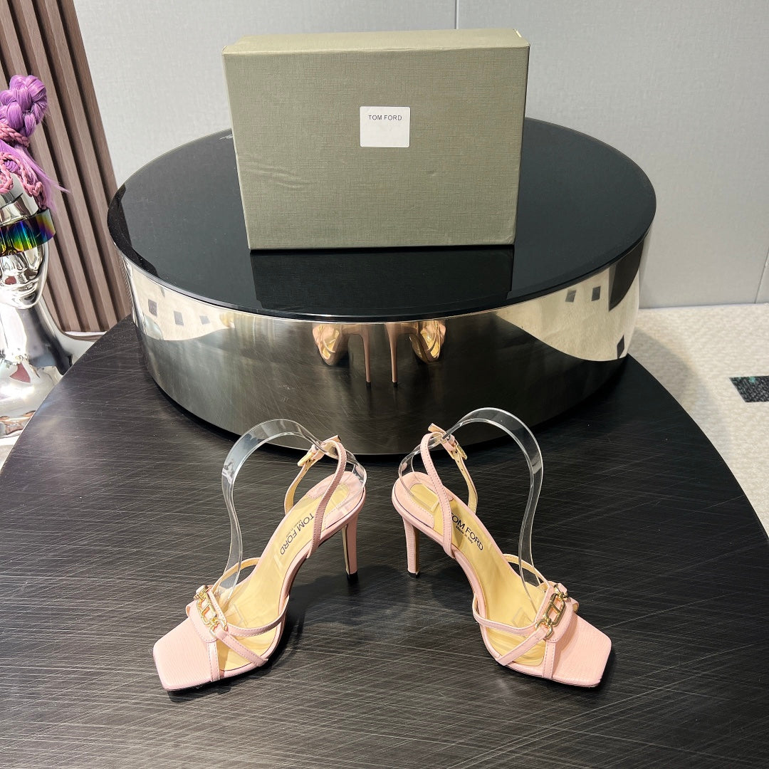 PADLOCK HIGH HEELS 10 CM IN LIGHT PINK LAMBSKIN