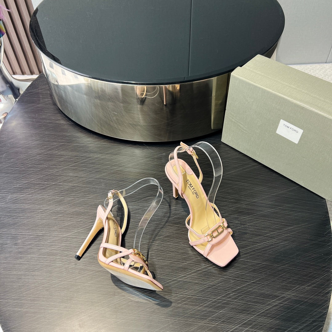 PADLOCK HIGH HEELS 10 CM IN LIGHT PINK LAMBSKIN