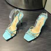 PADLOCK HIGH HEELS 10 CM IN SKY BLUE LAMBSKIN