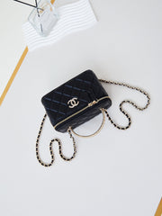 CHANEL 25S MINI VANITY BAG 16 CM IN BLACK LAMBSKIN WITH CRYSTAL-EMBELLISHED CC LOGO