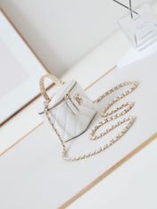 CHANEL 25S MINI VANITY BAG 11 CM IN WHITE LAMBSKIN WITH CRYSTAL-EMBELLISHED CC LOGO