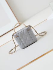 CHANEL 25S MINI VANITY BAG 11 CM IN GREY LAMBSKIN WITH CRYSTAL-EMBELLISHED CC LOGO