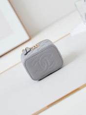 CHANEL 25S MINI VANITY BAG 11 CM IN GREY LAMBSKIN WITH CRYSTAL-EMBELLISHED CC LOGO
