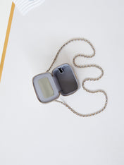 CHANEL 25S MINI VANITY BAG 11 CM IN GREY LAMBSKIN WITH CRYSTAL-EMBELLISHED CC LOGO