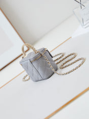 CHANEL 25S MINI VANITY BAG 11 CM IN GREY LAMBSKIN WITH CRYSTAL-EMBELLISHED CC LOGO