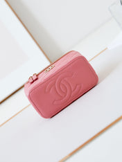 CHANEL 25S MINI VANITY BAG 16 CM IN PEACHY PINK LAMBSKIN WITH CRYSTAL-EMBELLISHED CC LOGO