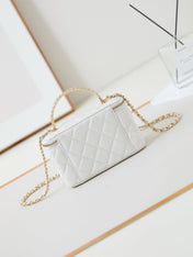CHANEL 25S MINI VANITY BAG 16 CM IN WHITE LAMBSKIN WITH CRYSTAL-EMBELLISHED CC LOGO