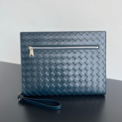 INTRECCIATO CLUTCH 32 IN PICKLED BLUEWOOD SOFT CALFSKIN