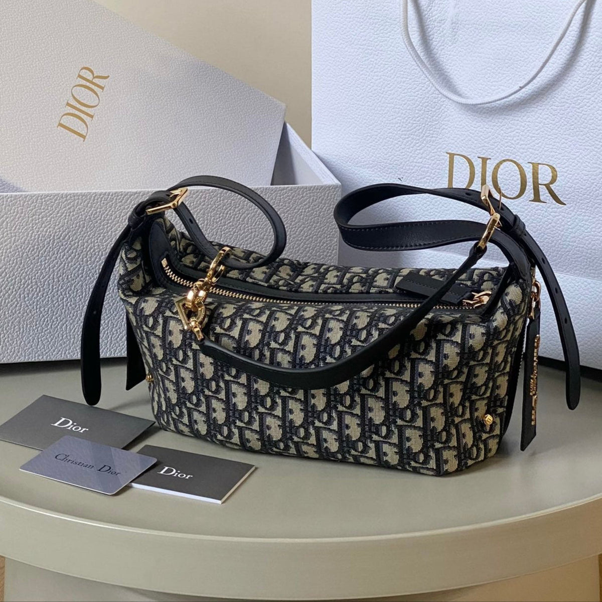 MEDIUM D-JOURNEY SHOULDER BAG 25 IN BLACK MONOGRAM OBLIQUE JACQUARD