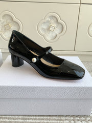 PEARL JOLIE MARY JANE PUMPS IN BLACK CALFSKIN
