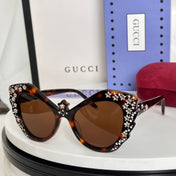 CRYSTAL STUDDED CAT-EYE FRAME SUNGLASSES GG1095S IN ACETATE
