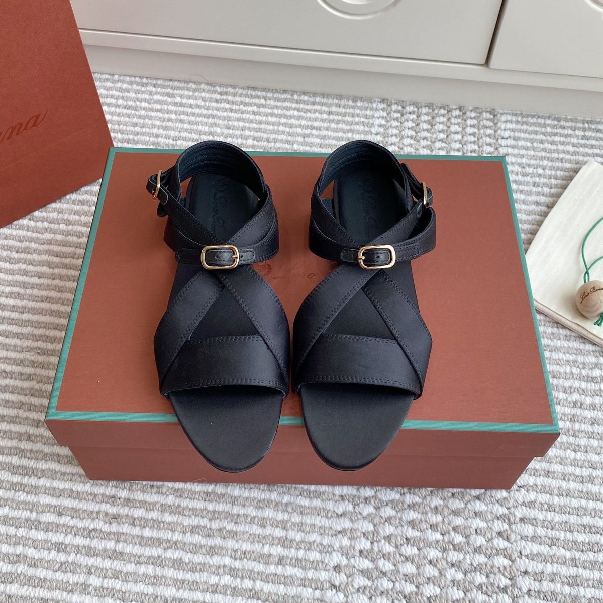 SANDALS IN BLACK SATIN