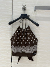 MIUMIU EARTH BROWN STRAPPY BACK TOP