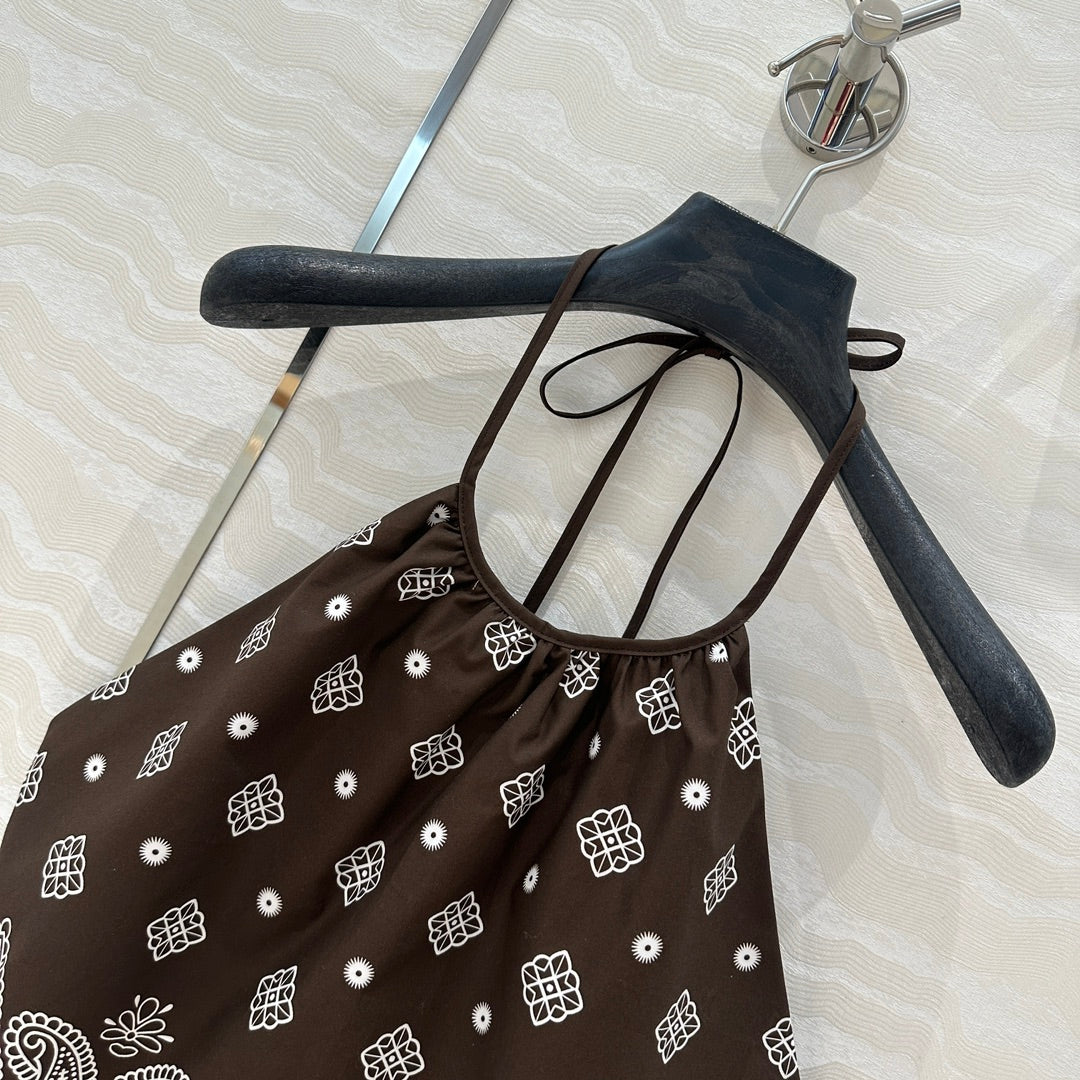 MIUMIU EARTH BROWN STRAPPY BACK TOP