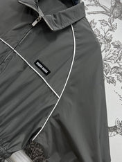 MIU 25S HOODED JACKET GREY IN NYLON 263119