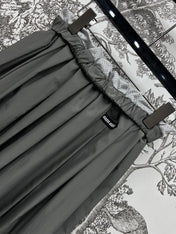 MIU 25S PLEASED SKIRT GREY IN NYLON 263129