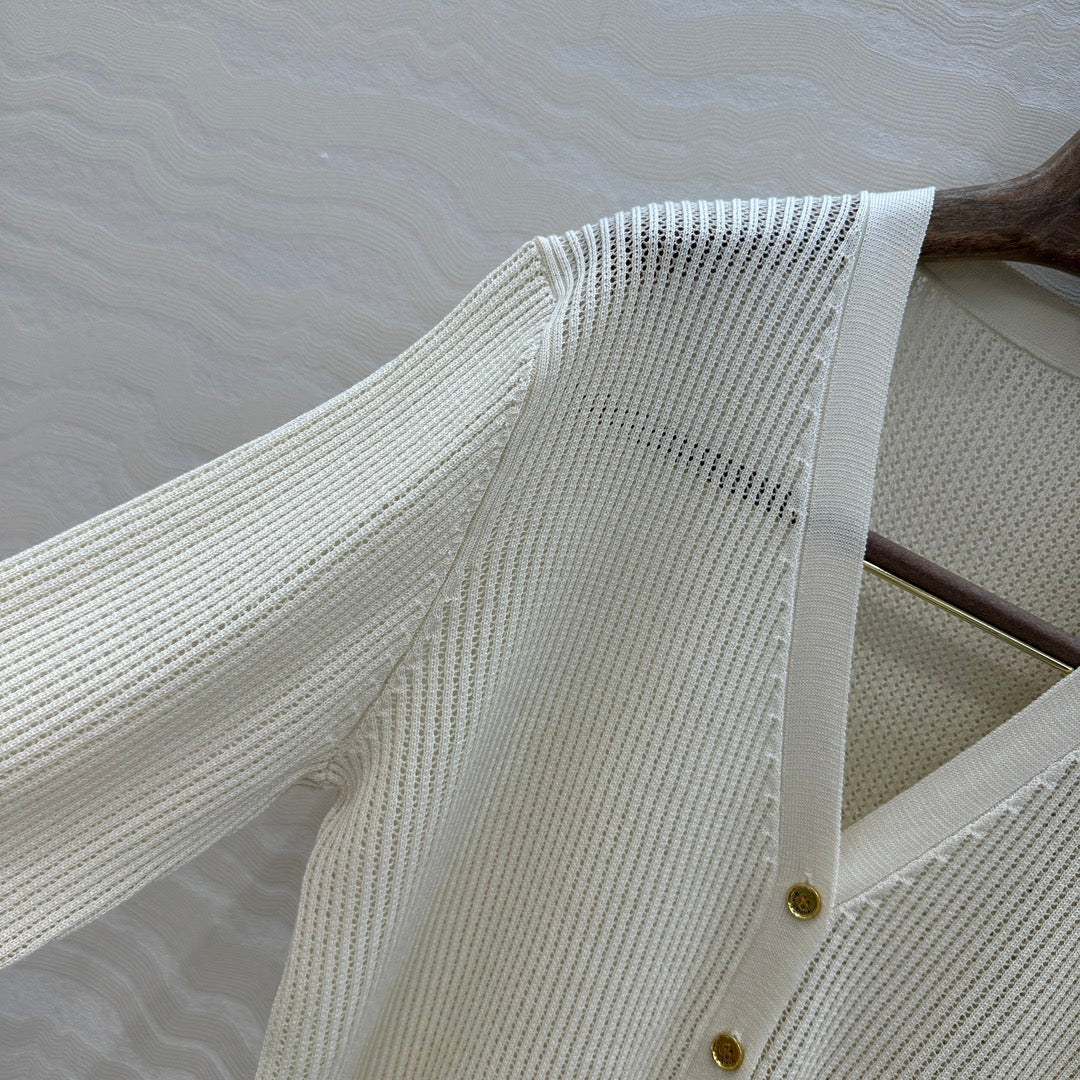 LP CREAM V-NECK KNIT CARDIGAN