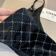 CC BIKINI SWIMSUIT SET IN BLACK AND WHITE PLAID 625992