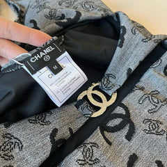 SWIMSUIT IN GREY AND BLACK PRINTED LOGO 626006