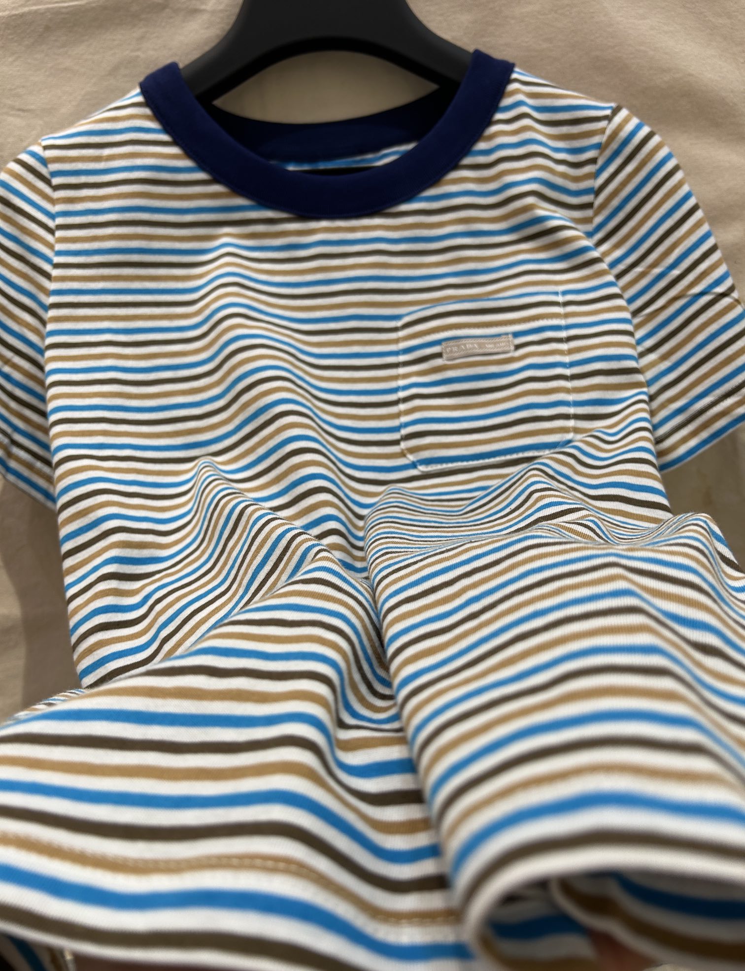 STRIPED CREW NECK TEE 25S IN COTTON 266080