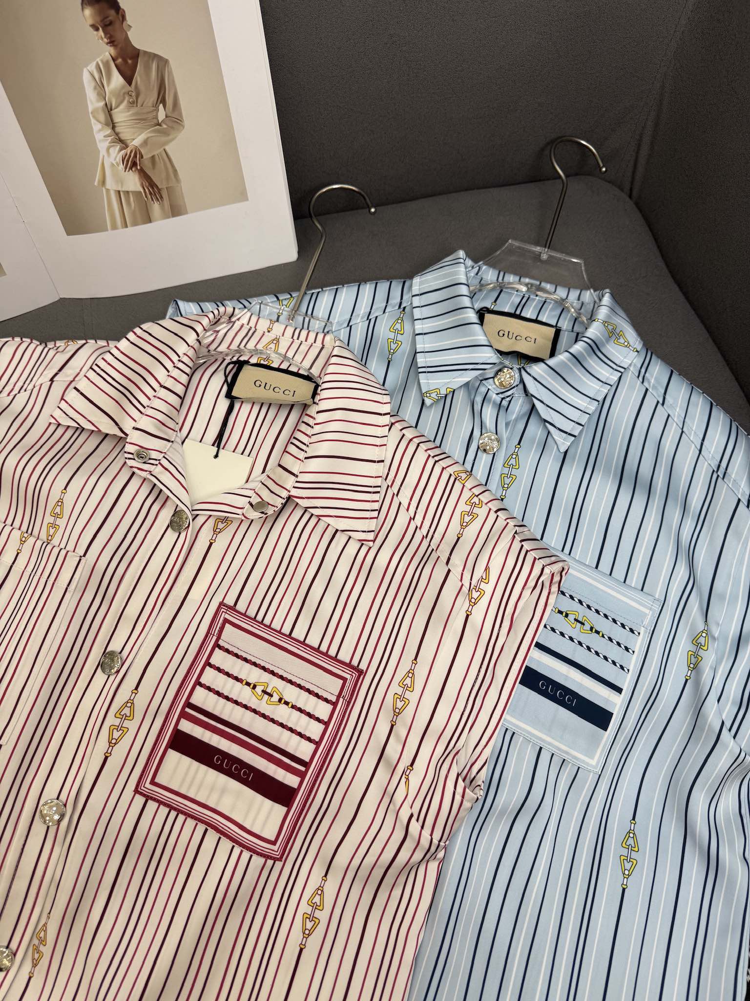 GUCC SHIRT JACKET AND SHORTS SET 25S IN ACETATE 266681