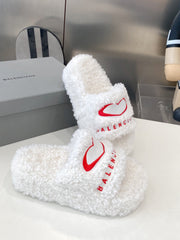 BALENCIAGA 25S SLIPPERS IN WHITE WOOL