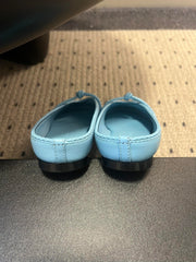 BOTTEGA VENETA 26S FLAT MULES IN BLUE LAMBSKIN