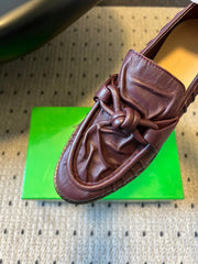 BOTTEGA VENETA 26S LOAFERS IN DARK REDDISH BROWN LAMBSKIN