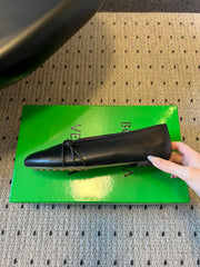 BOTTEGA VENETA 26S ESPADRILLE BALLET FLATS IN BLACK LAMBSKIN