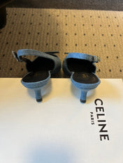 CELINE 26S HIGH-HEEL SLINGBACK 55 MM IN BLUE DENIM
