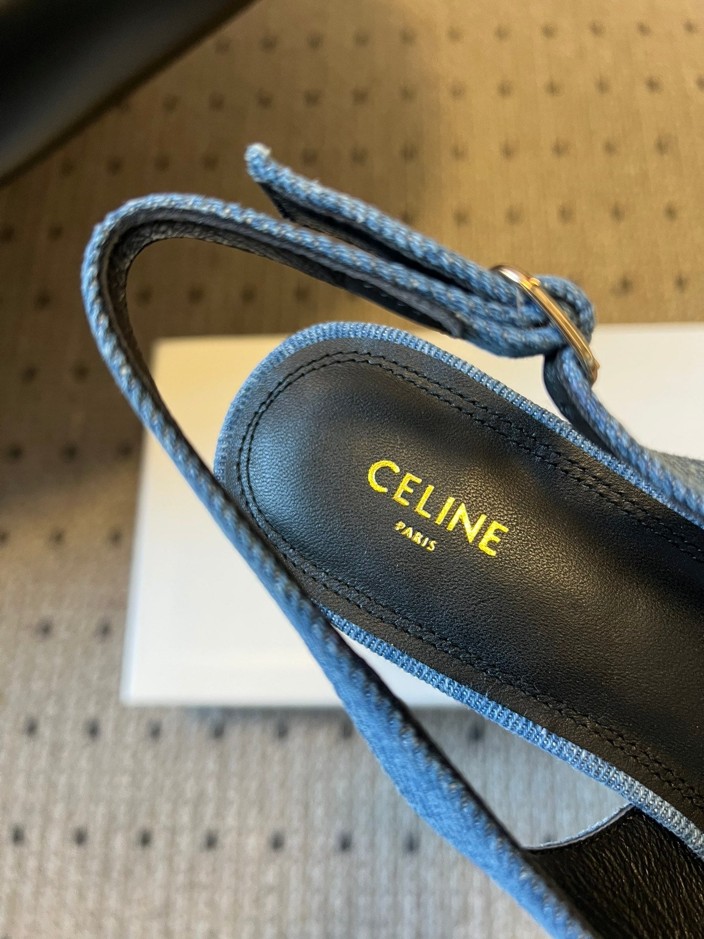 CELINE 26S HIGH-HEEL SLINGBACK 55 MM IN BLUE DENIM