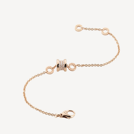 ZERO 1 SOFT PINK GOLD WITH PAVED DIAMONDS ON THE SPIRAL BRACELET