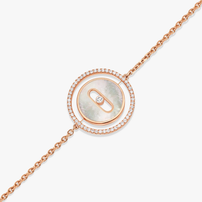 LUCKY MOVE WHITE MOTHER OF PEARL PINK GOLD DIAMOND BRACELET