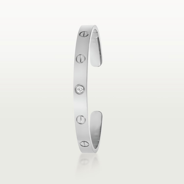 LOVE BRACELET 6.1MM OPEN CUFF 1 DIAMOND SILVER